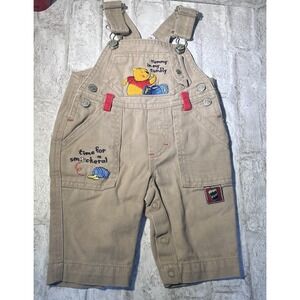 Disney Winnie the Pooh Baby Overalls 0-6 Months Beige 100 Acre Collection VTG